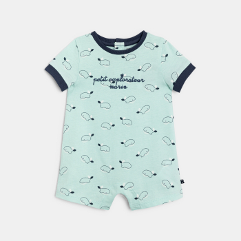 أفرول قصير أزرق للطفل الرضيع وعليه صورة حوت